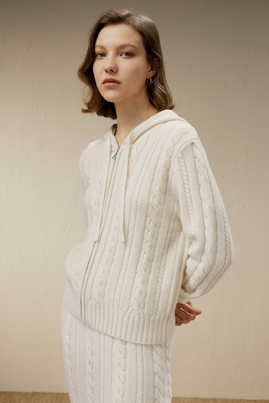 Bela Kabelstrick-Woll-Kaschmir-Mischung Hoodie