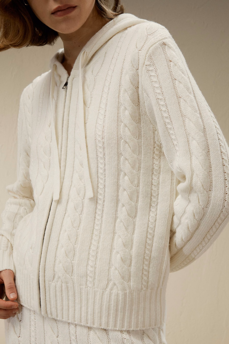 Bela Kabelstrick-Woll-Kaschmir-Mischung Hoodie