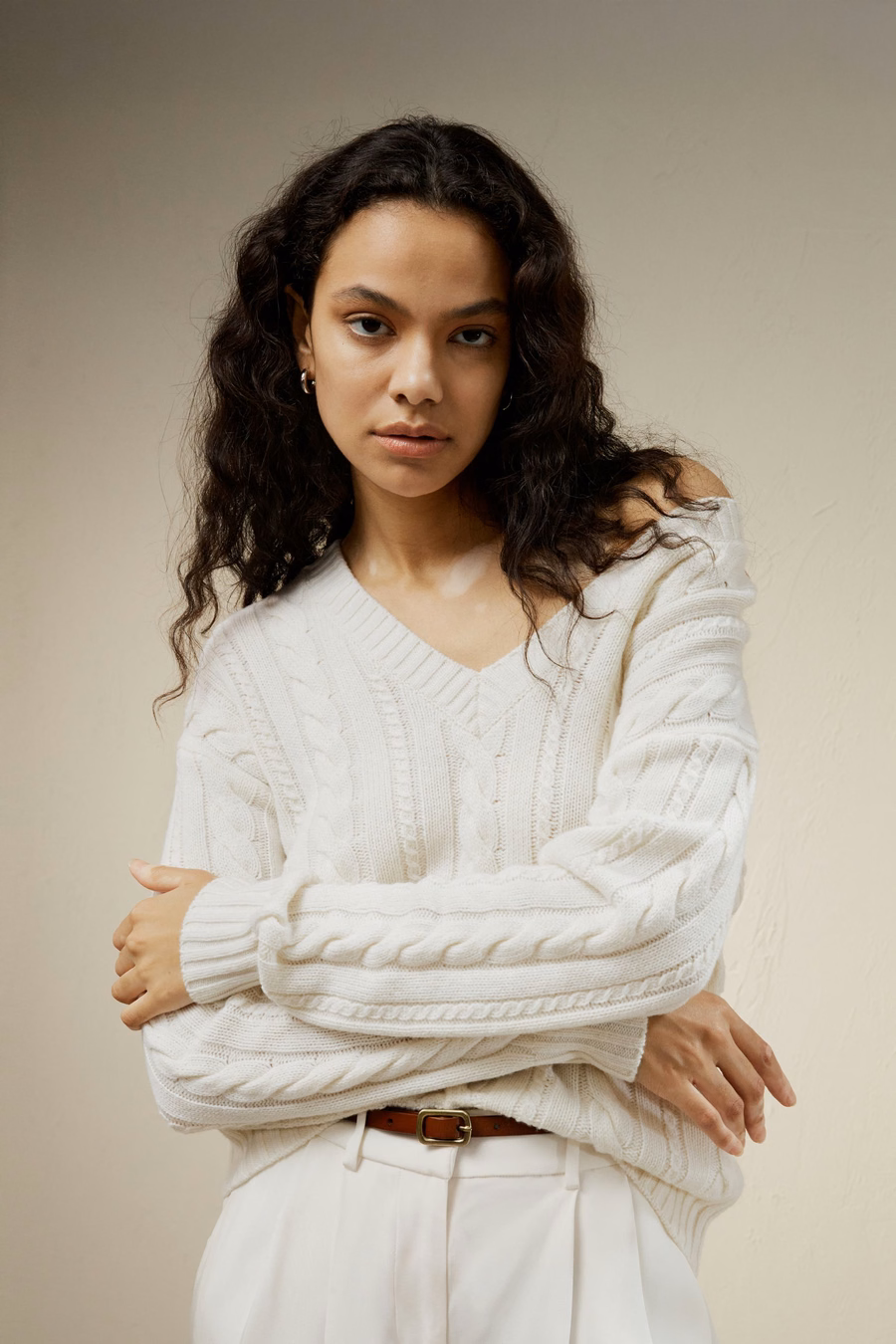 Kabelstrickpullover aus Wolle-Kaschmir-Mischung
