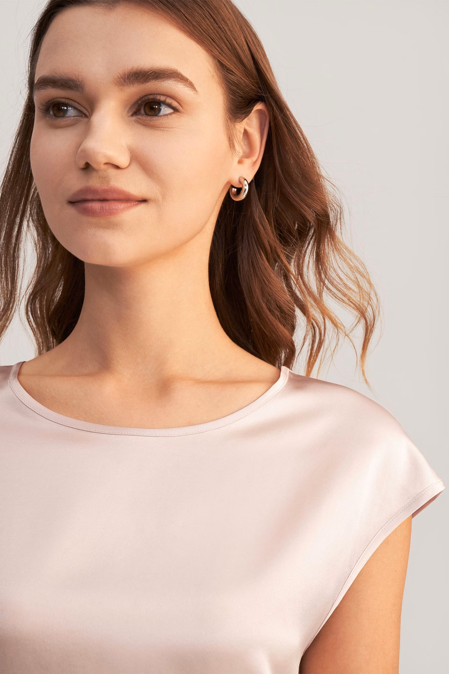Basic Cap Sleeves Silk Tee