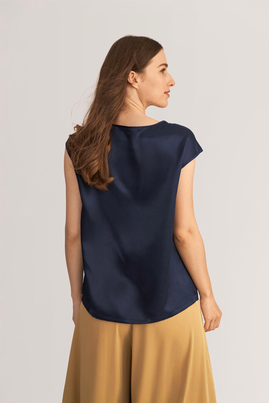 Basic Cap Sleeves Silk Tee