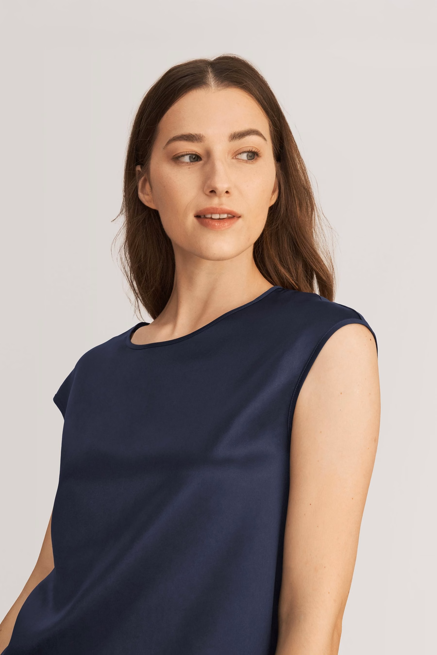 Basic Cap Sleeves Silk Tee