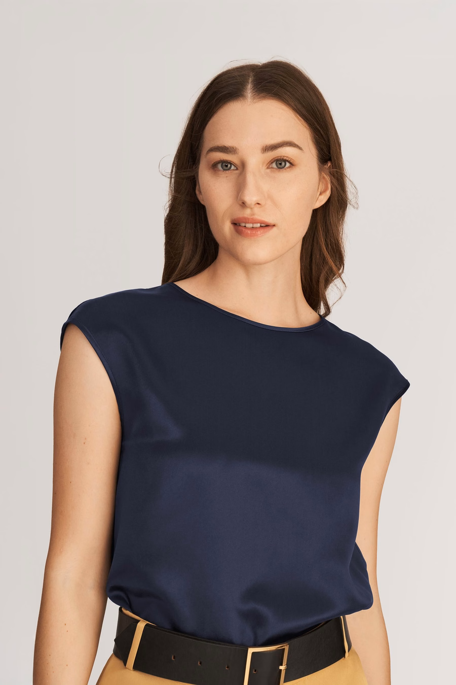 Basic Cap Sleeves Silk Tee