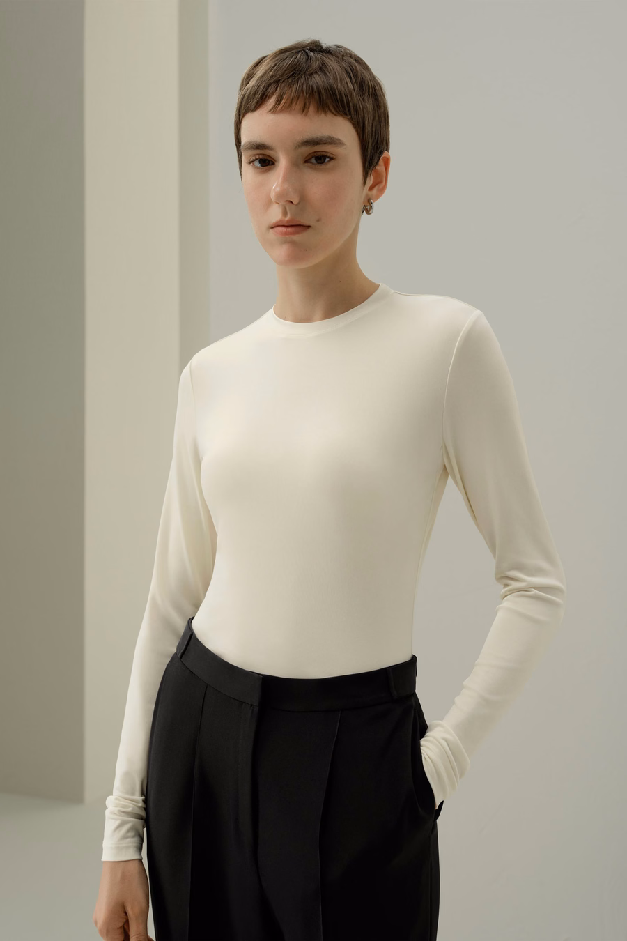 Seiden-Breeze-Jersey Langarm-Slinky-Top