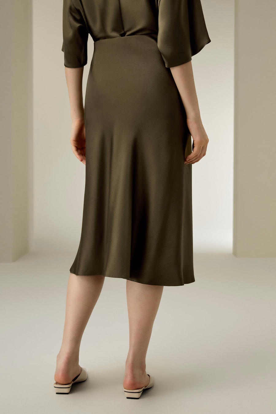 Bias-cut Silk Midi Skirt