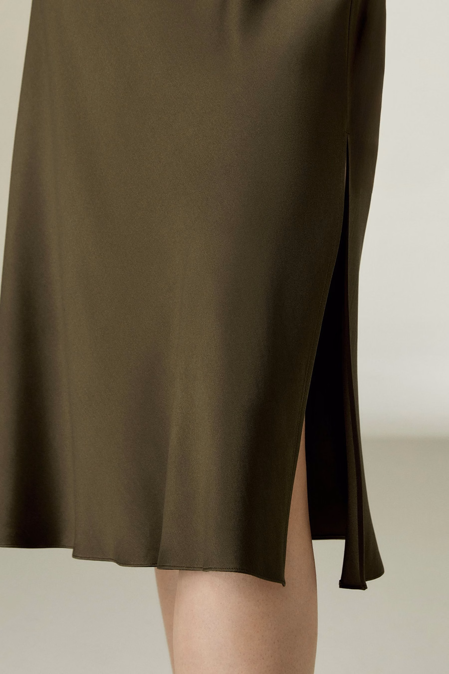 Bias-cut Silk Midi Skirt