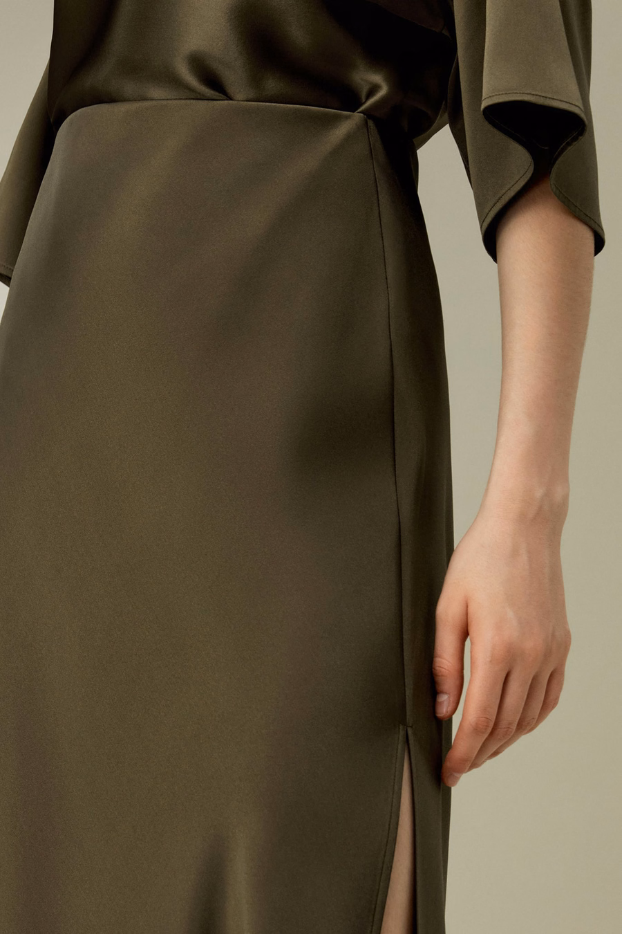 Bias-cut Silk Midi Skirt