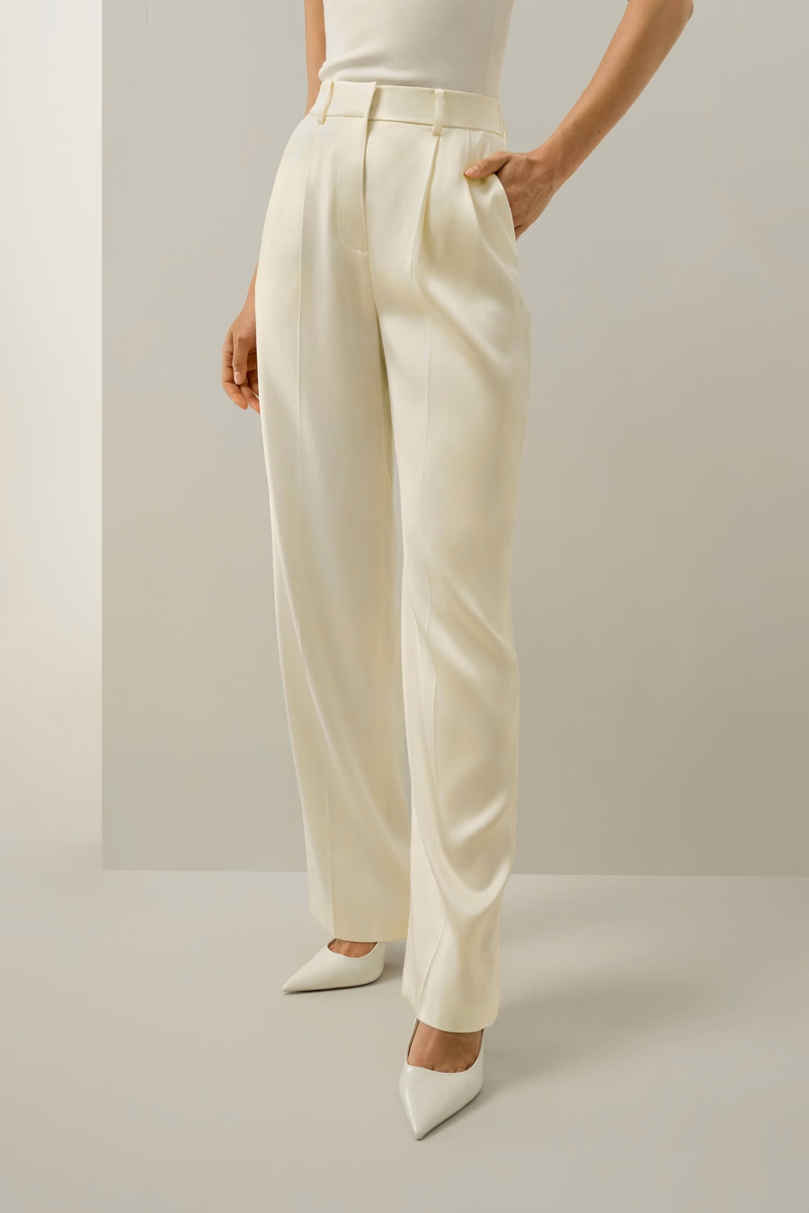 Wendbare Charmeuse-Hose mit geradem Bein