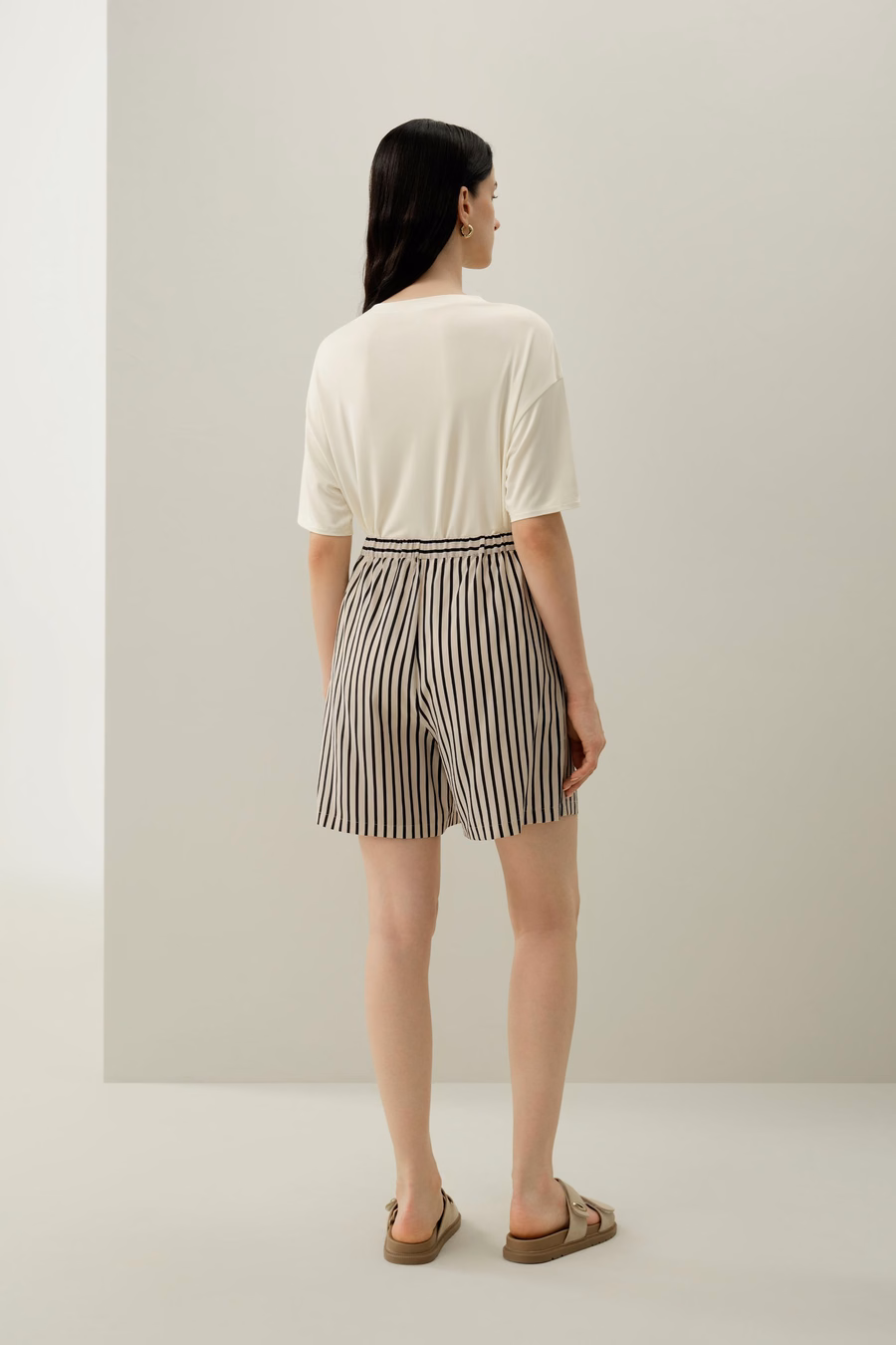 Gestreifte Seiden-Shorts