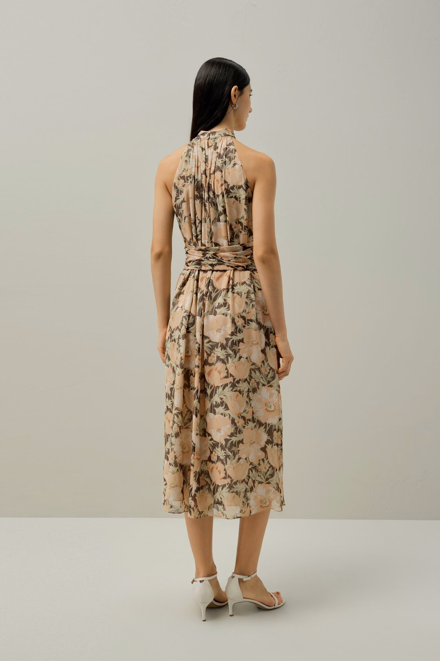 Mohnblumen-Parade Seiden-Chiffon-Kleid - Hergestellt aus Liberty-Stoff