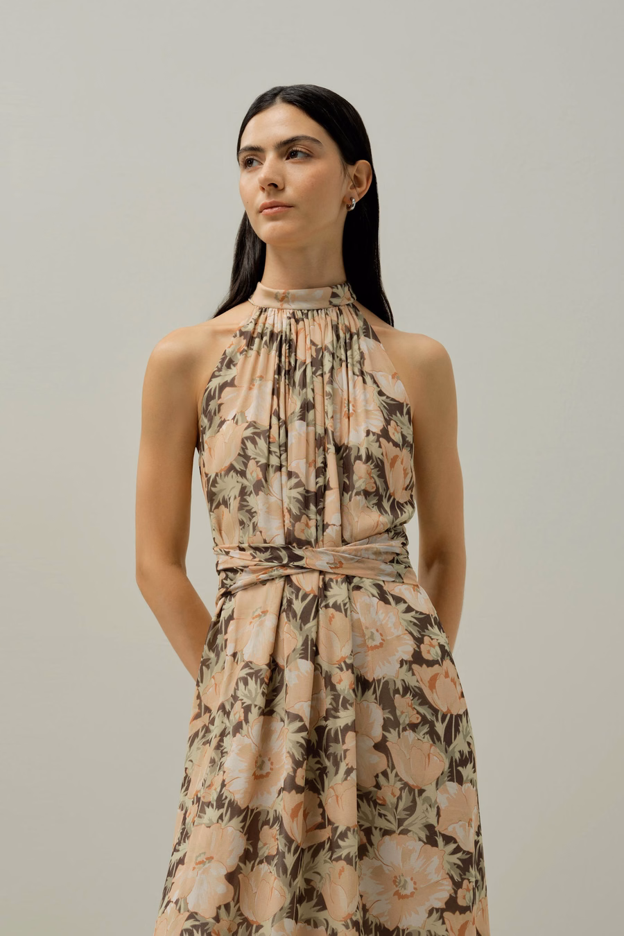 Mohnblumen-Parade Seiden-Chiffon-Kleid - Hergestellt aus Liberty-Stoff