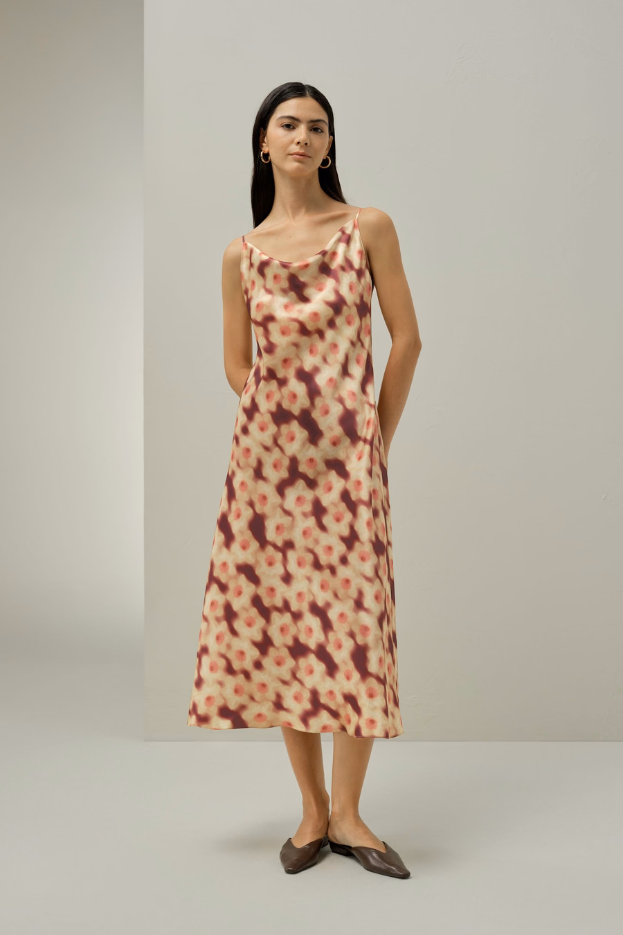 Narzissen-Druck Slip-Kleid - Hergestellt aus Liberty-Stoff