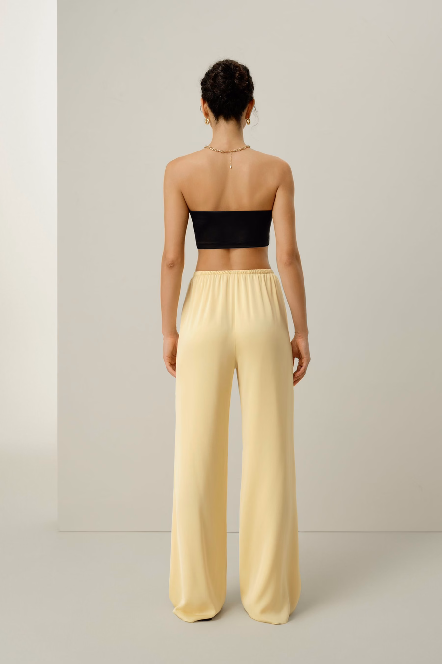 Stretch-Seiden-Georgette-Hosen mit geradem Bein