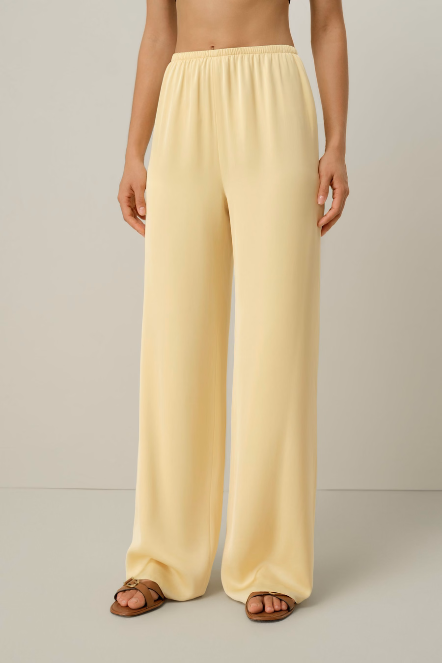 Stretch-Seiden-Georgette-Hosen mit geradem Bein