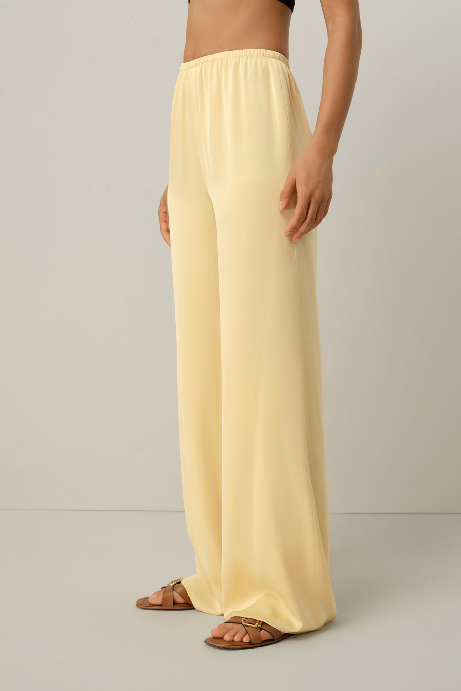 Stretch-Seiden-Georgette-Hosen mit geradem Bein