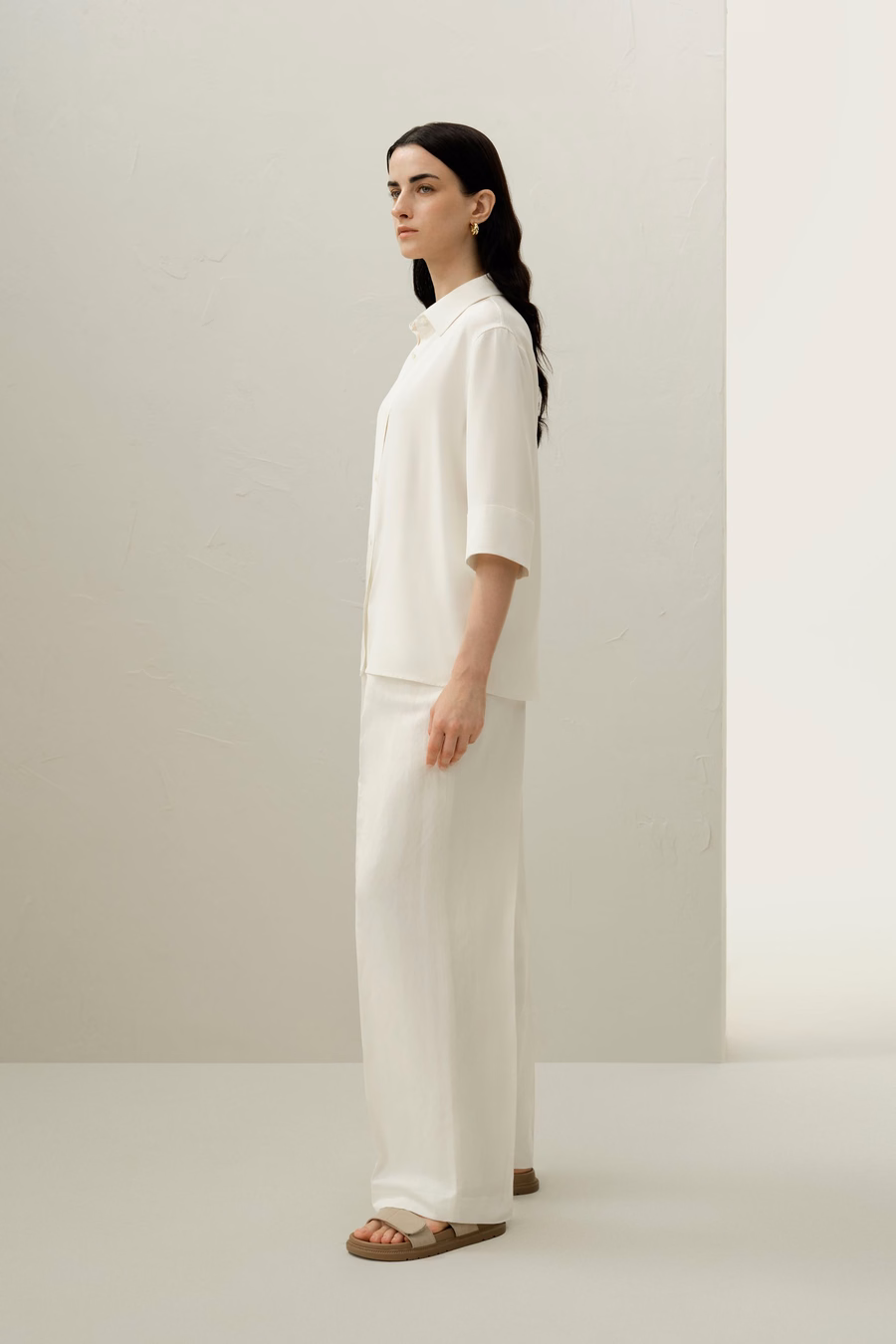 Seiden-Crêpe Relaxed Halbarm-Shirt