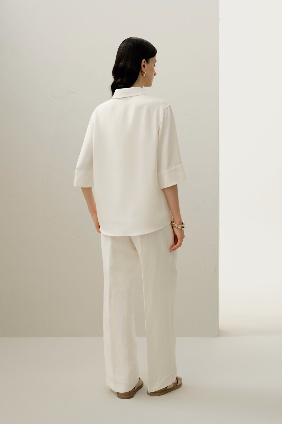 Seiden-Crêpe Relaxed Halbarm-Shirt