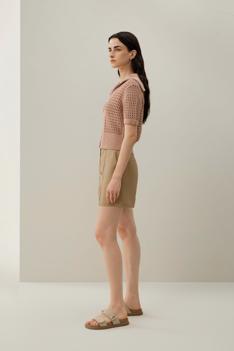 Toscana Pointelle Strick Doppel-Reißverschluss Cardigan