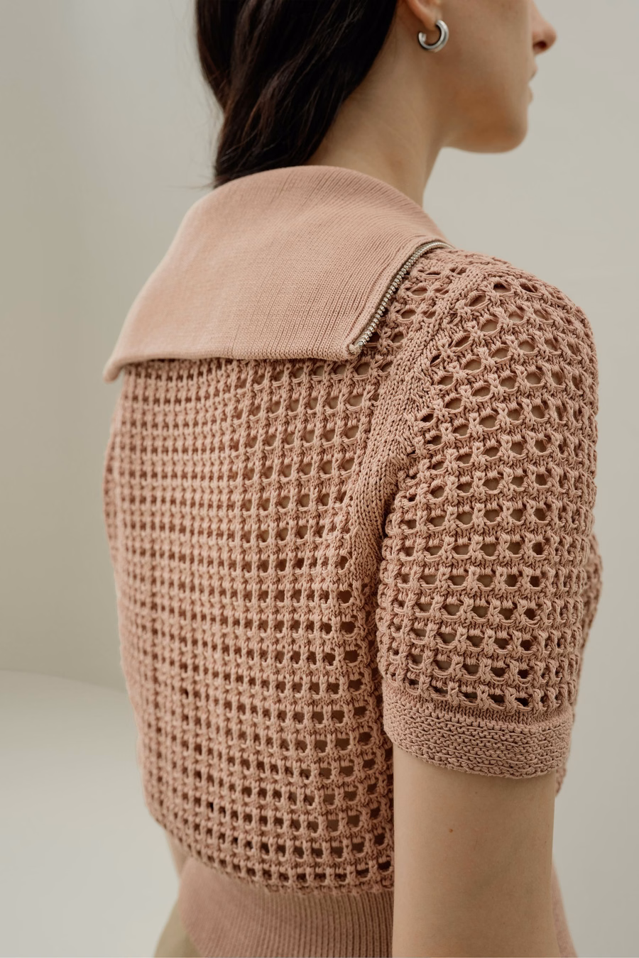 Toscana Pointelle Strick Doppel-Reißverschluss Cardigan