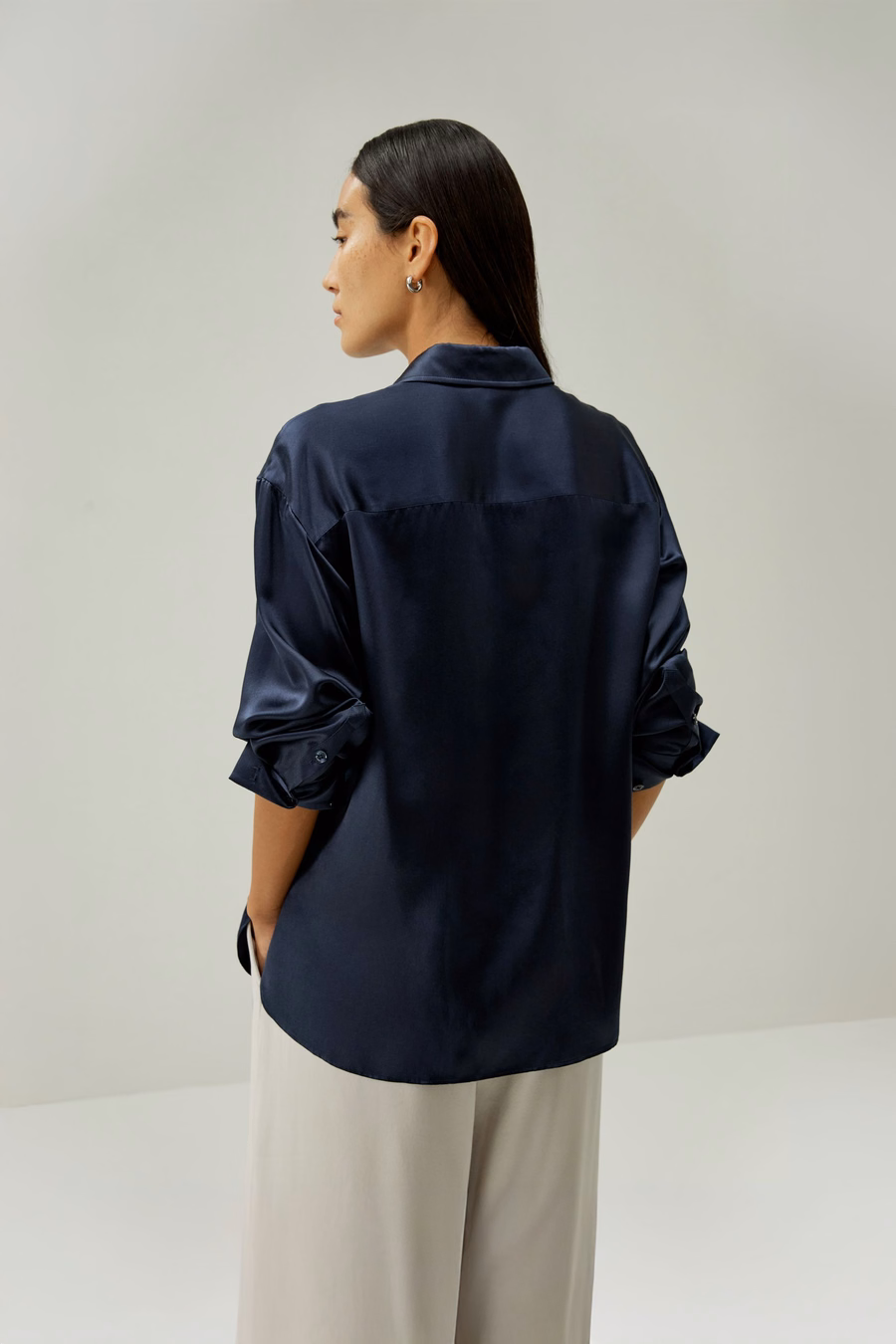Casual Hemd mit Spread-Kragen aus Seide