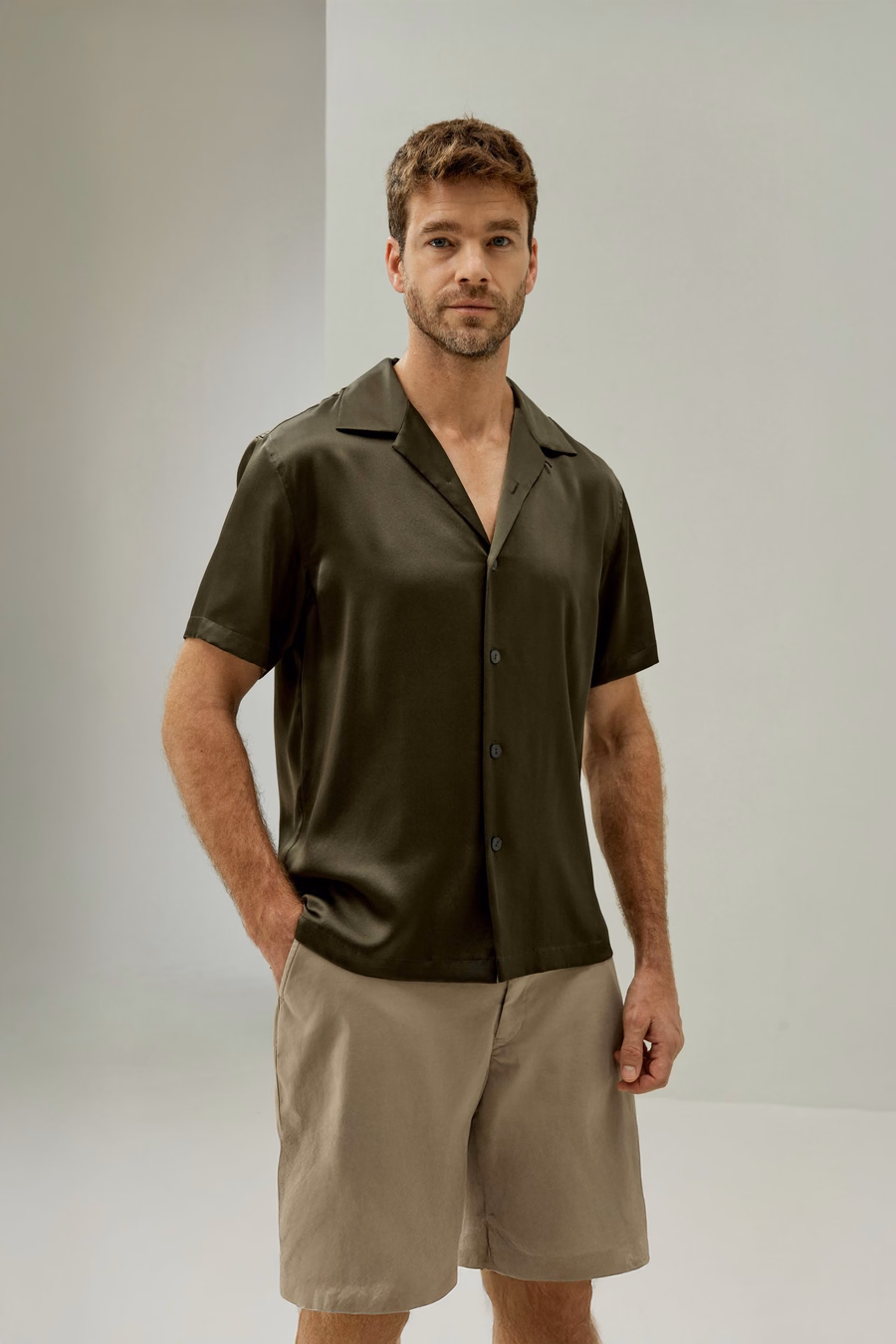 Herren Seiden Camp Shirt