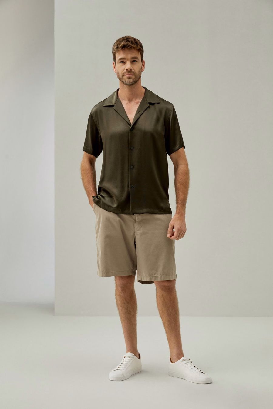 Herren Seiden Camp Shirt