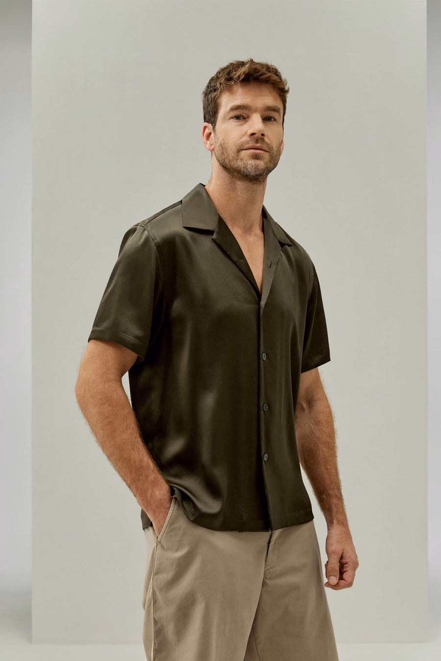 Herren Seiden Camp Shirt