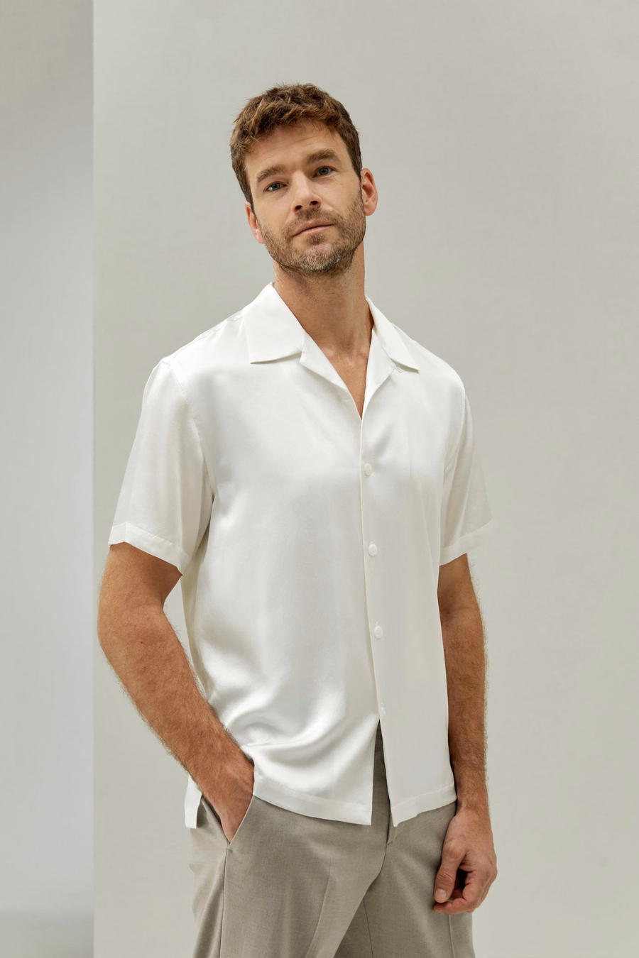 Herren Seiden Camp Shirt