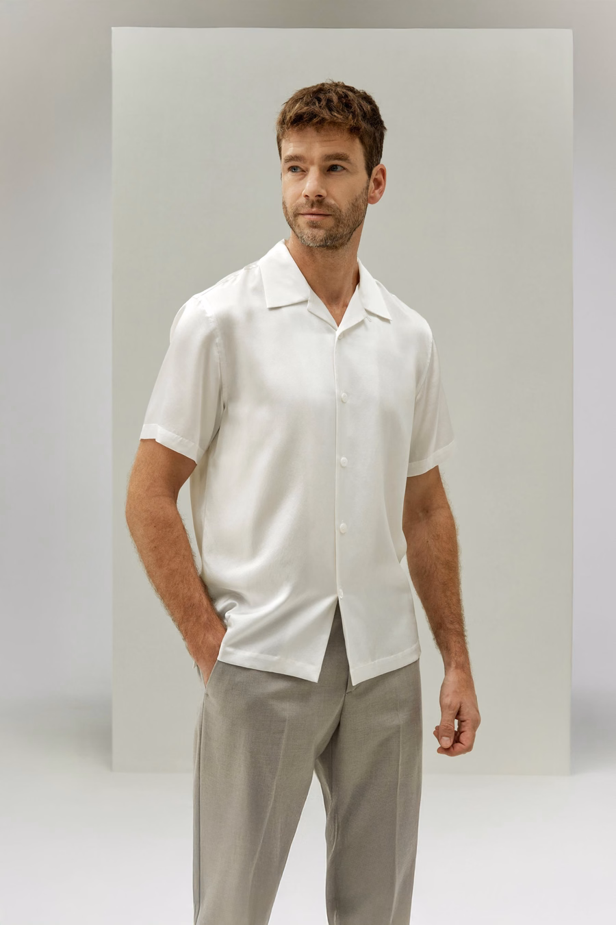 Herren Seiden Camp Shirt