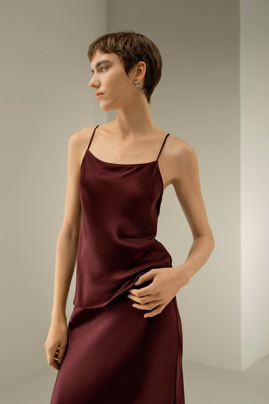 Double-Faced Silk Charmeuse Bias Cami