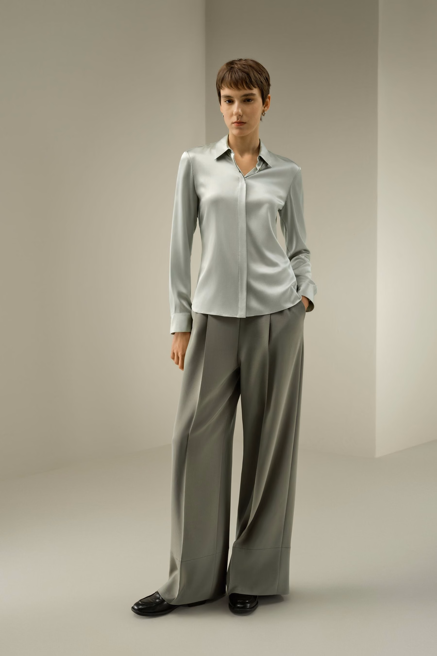 Elegante Seiden Slim Fit Hemd