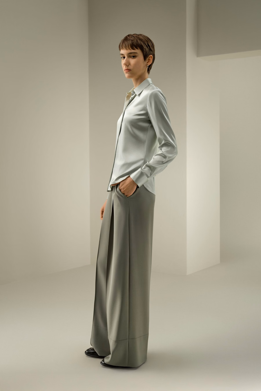 Elegante Seiden Slim Fit Hemd