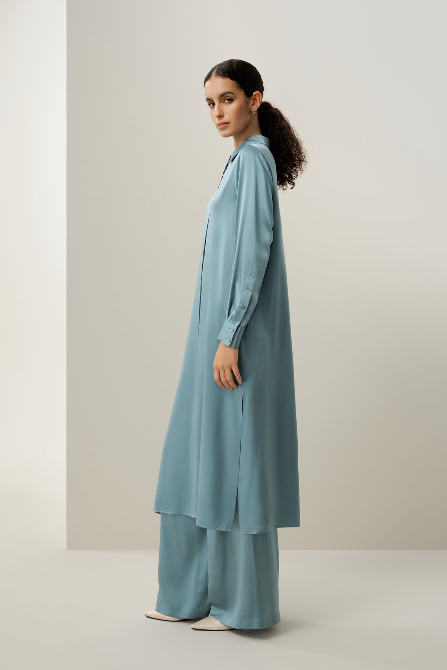Seiden-Charmeuse Hemd-Kleid