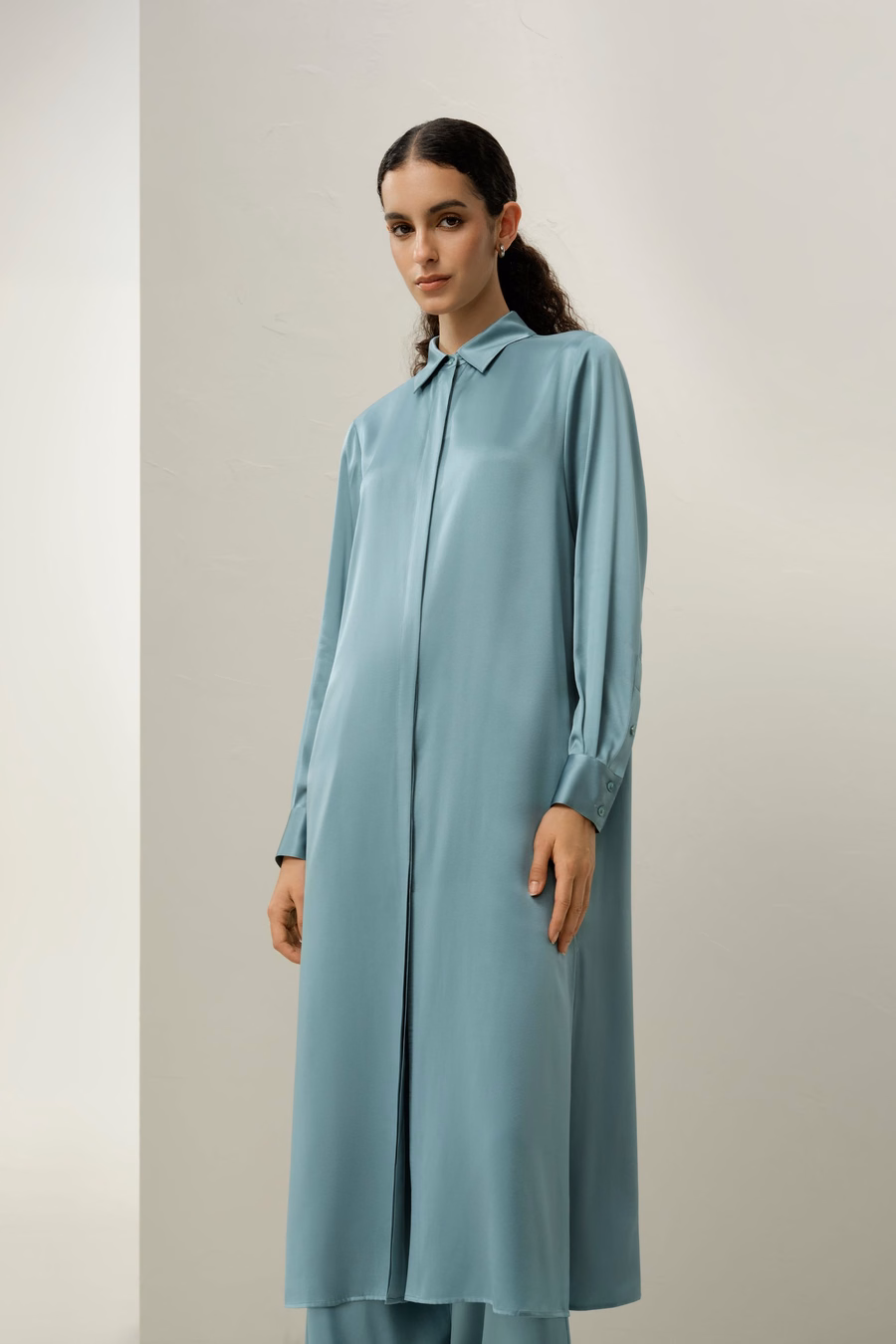Seiden-Charmeuse Hemd-Kleid