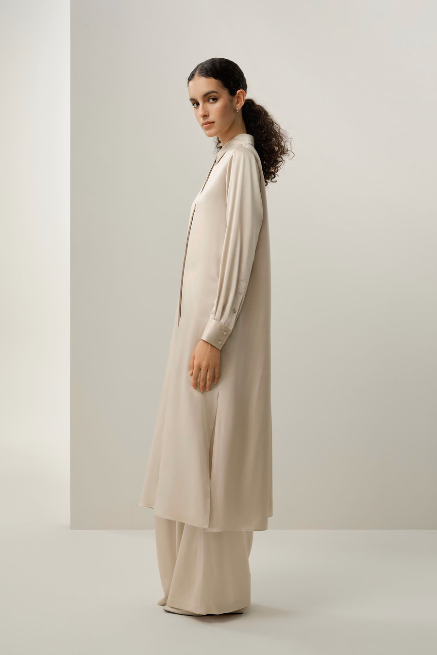 Seiden-Charmeuse Hemd-Kleid