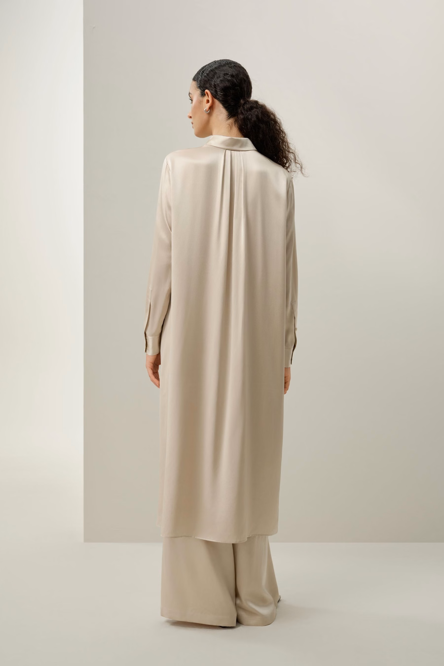 Seiden-Charmeuse Hemd-Kleid