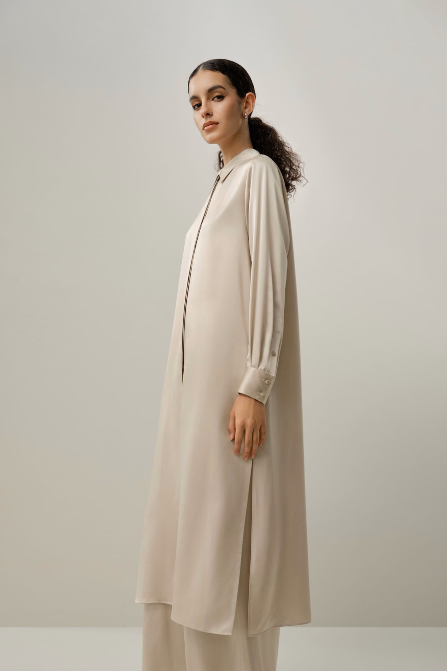 Seiden-Charmeuse Hemd-Kleid