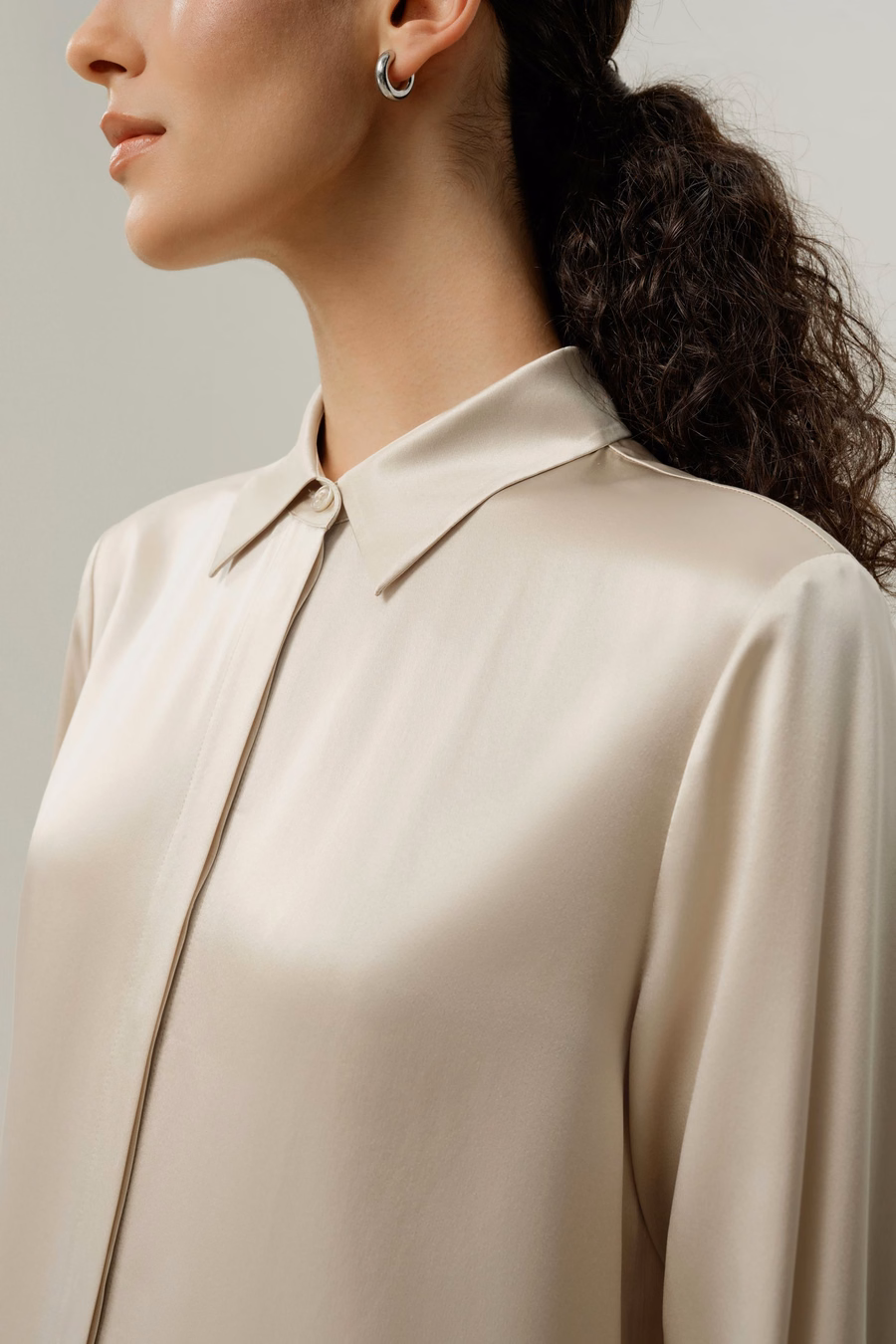 Seiden-Charmeuse Hemd-Kleid