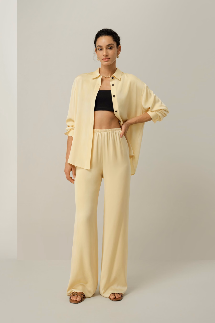 Stretch Doppel-Georgette Oversized Hemd