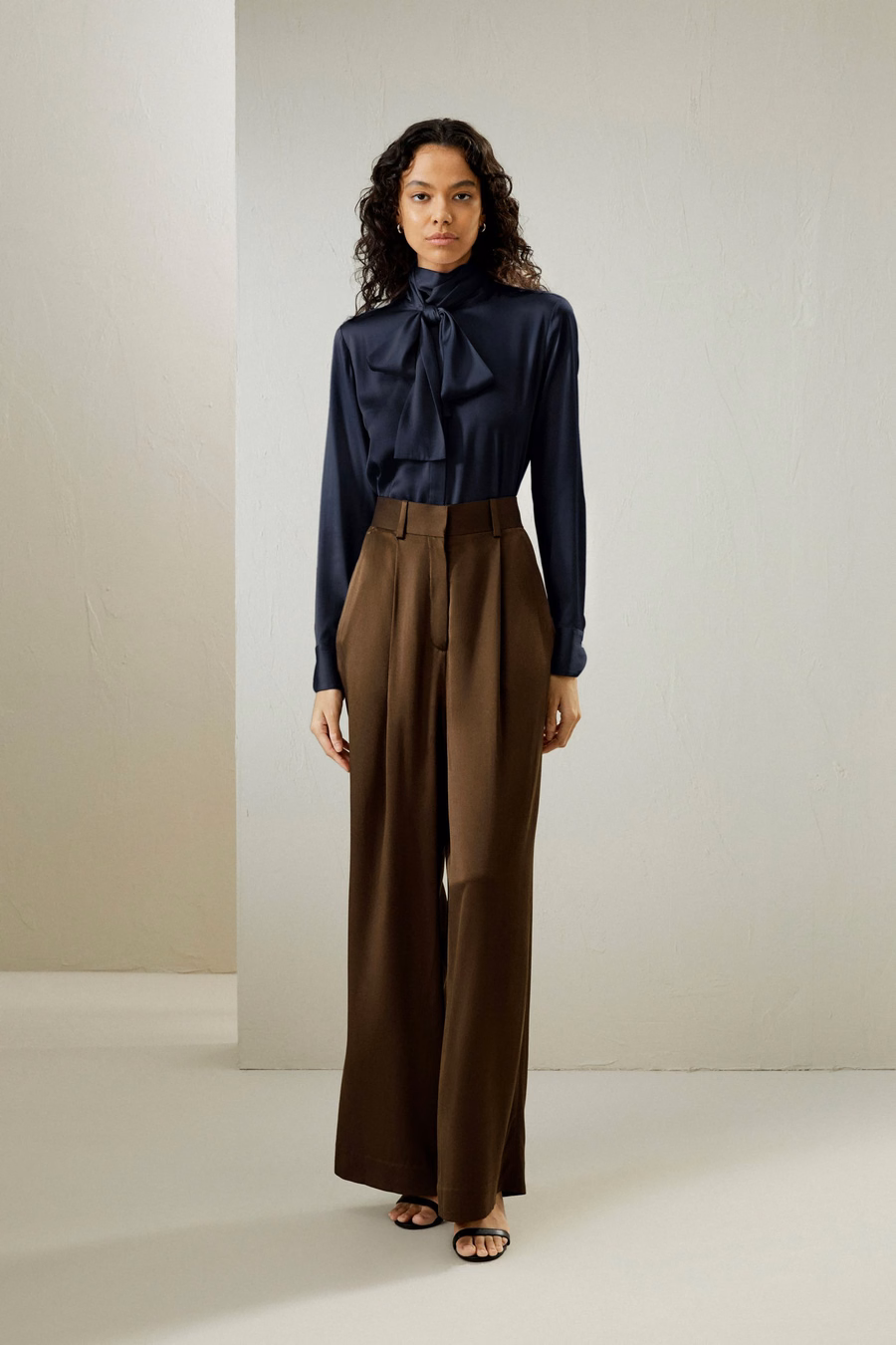 Seiden-Turtleneck-Ribbon-Bluse