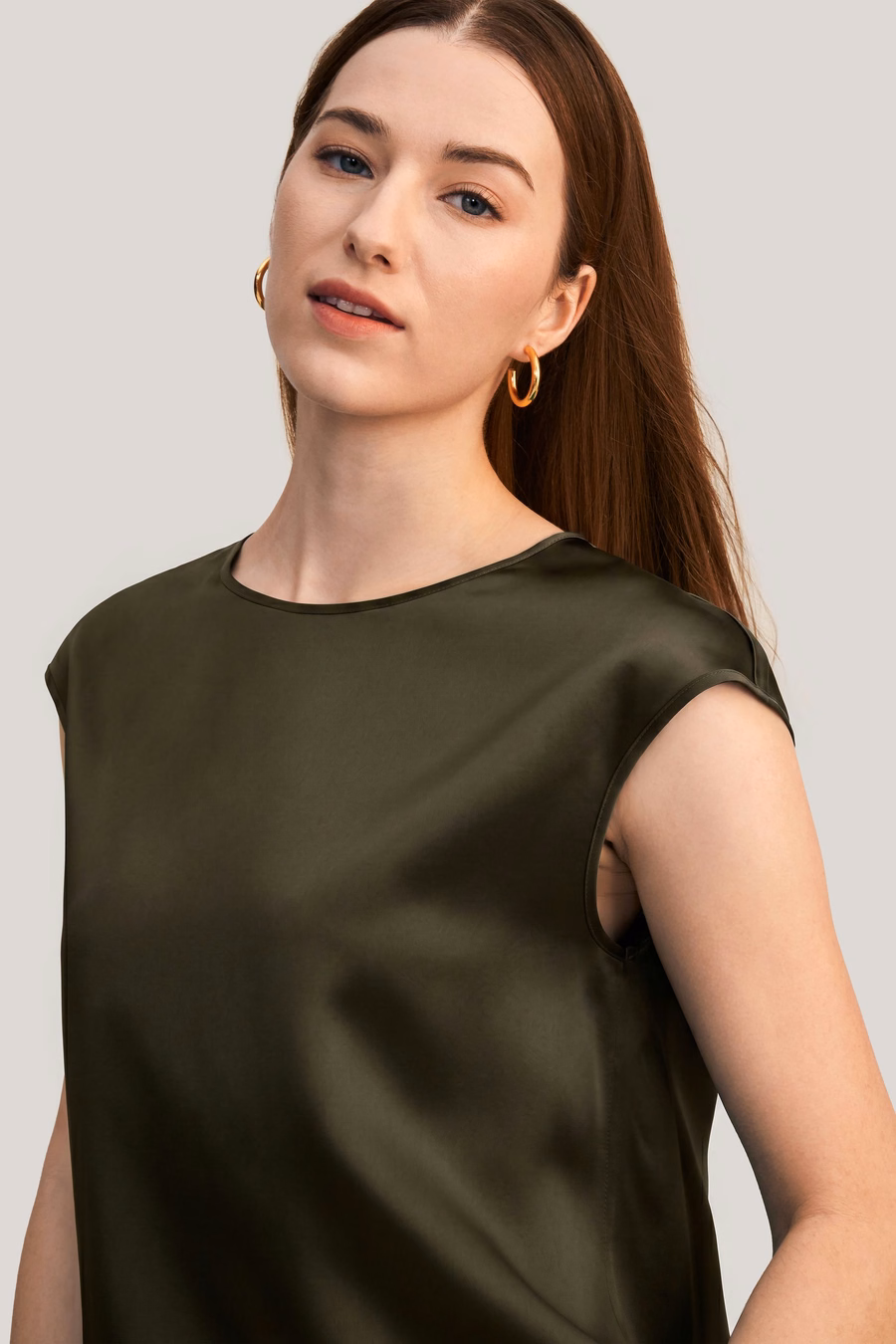 Basic Cap Sleeves Silk Tee
