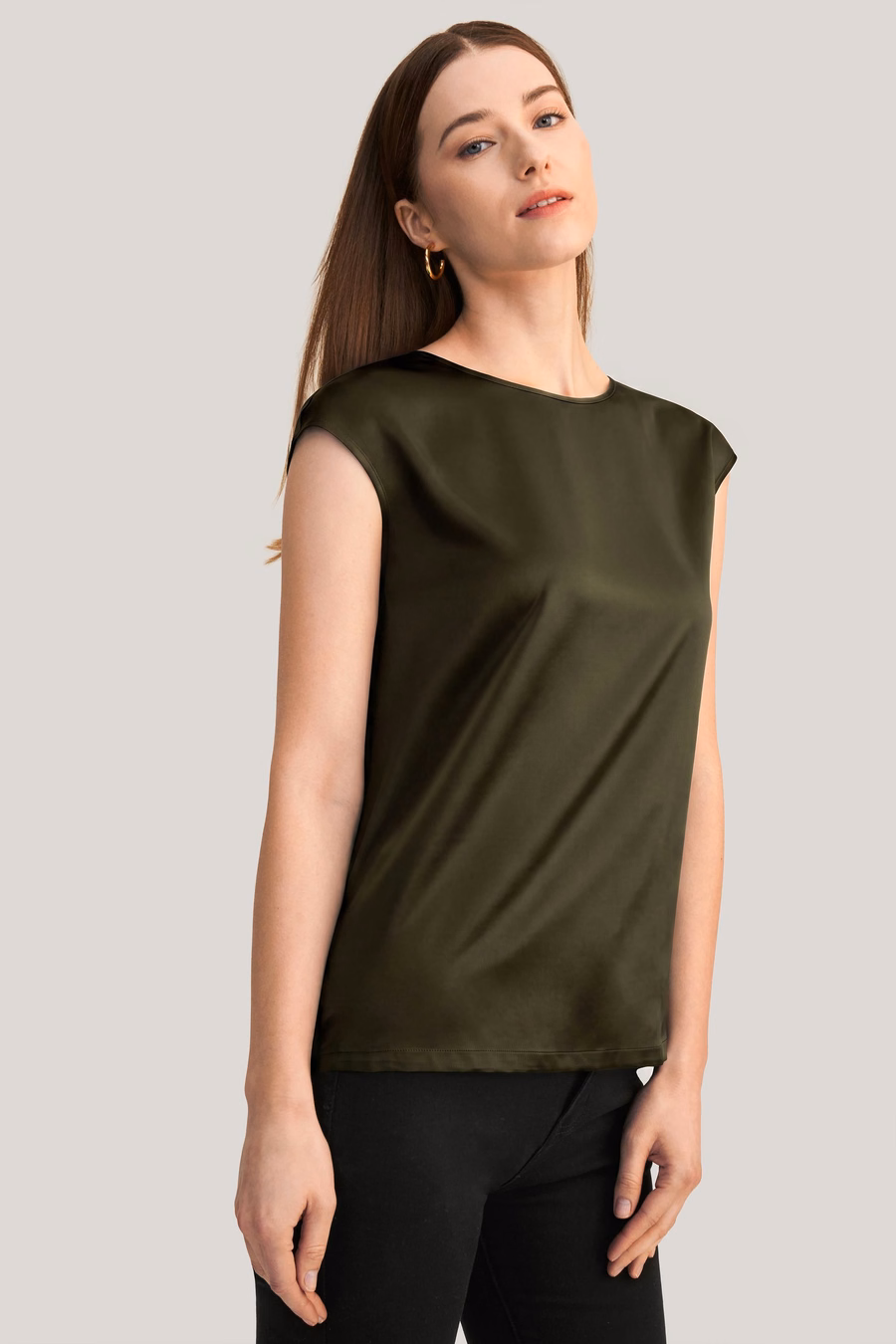 Basic Cap Sleeves Silk Tee