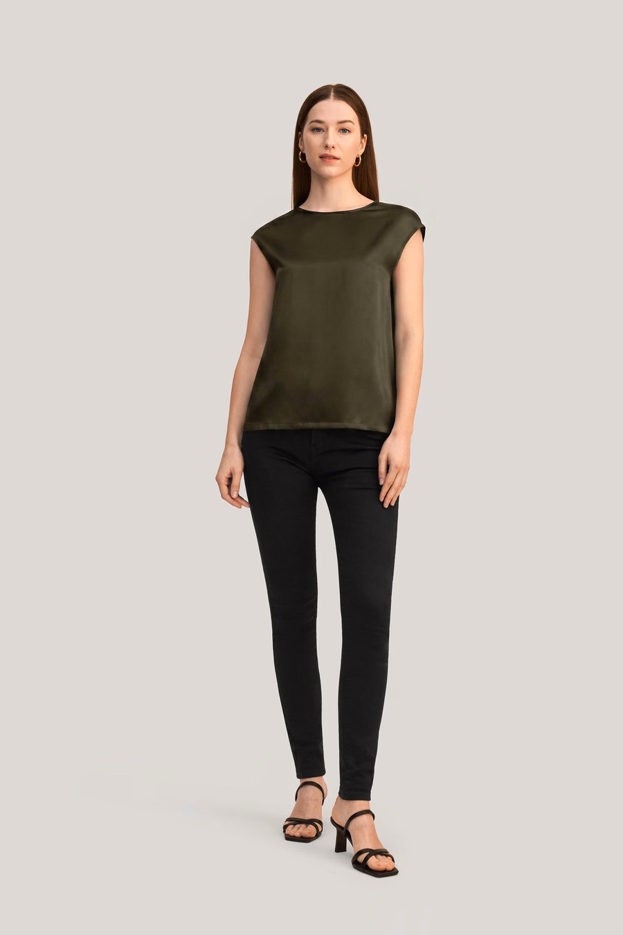 Basic Cap Sleeves Silk Tee