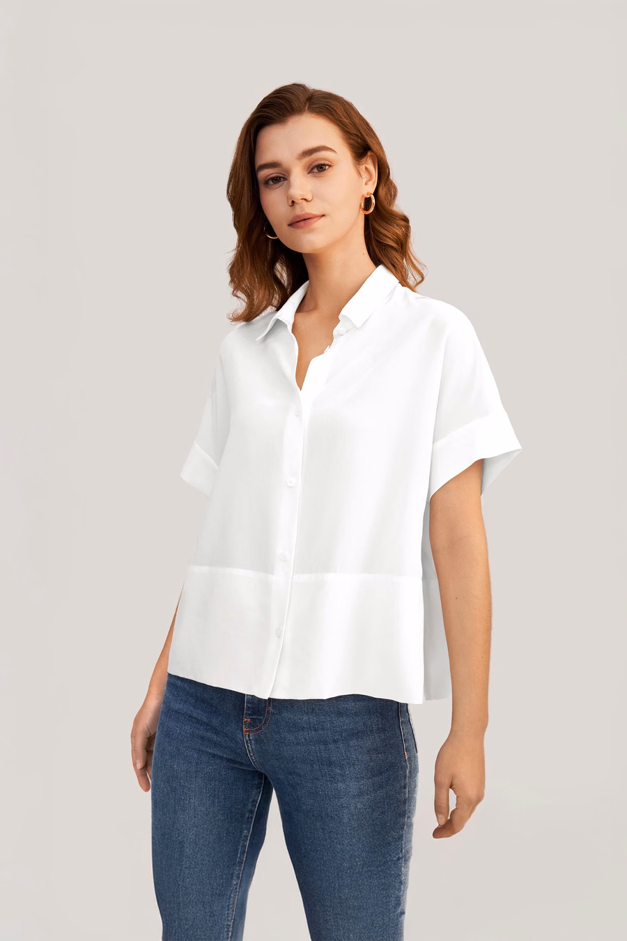 Casual Kurzarm Lockeres Seident-Shirt