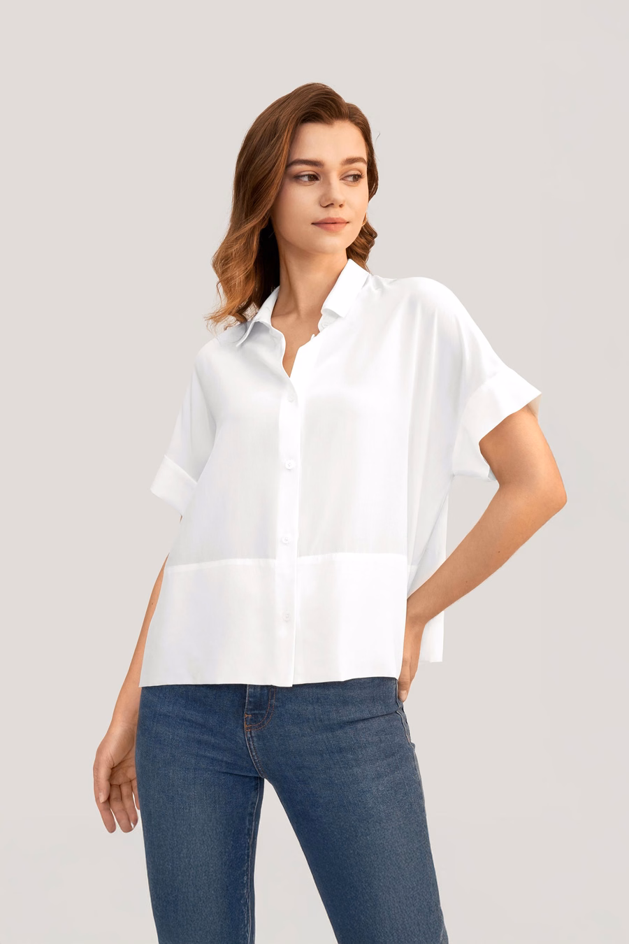 Casual Kurzarm Lockeres Seident-Shirt