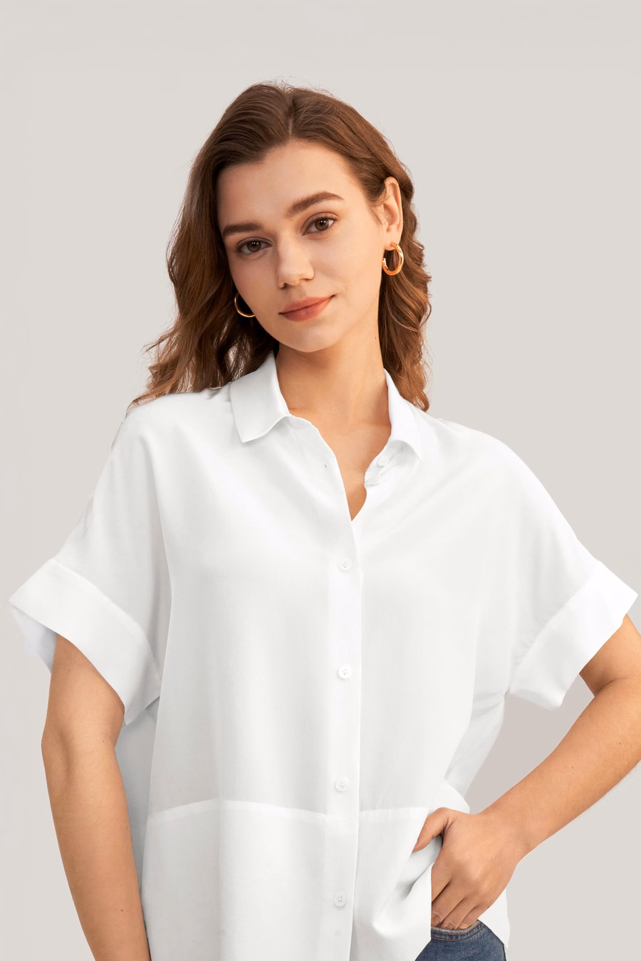 Casual Kurzarm Lockeres Seident-Shirt