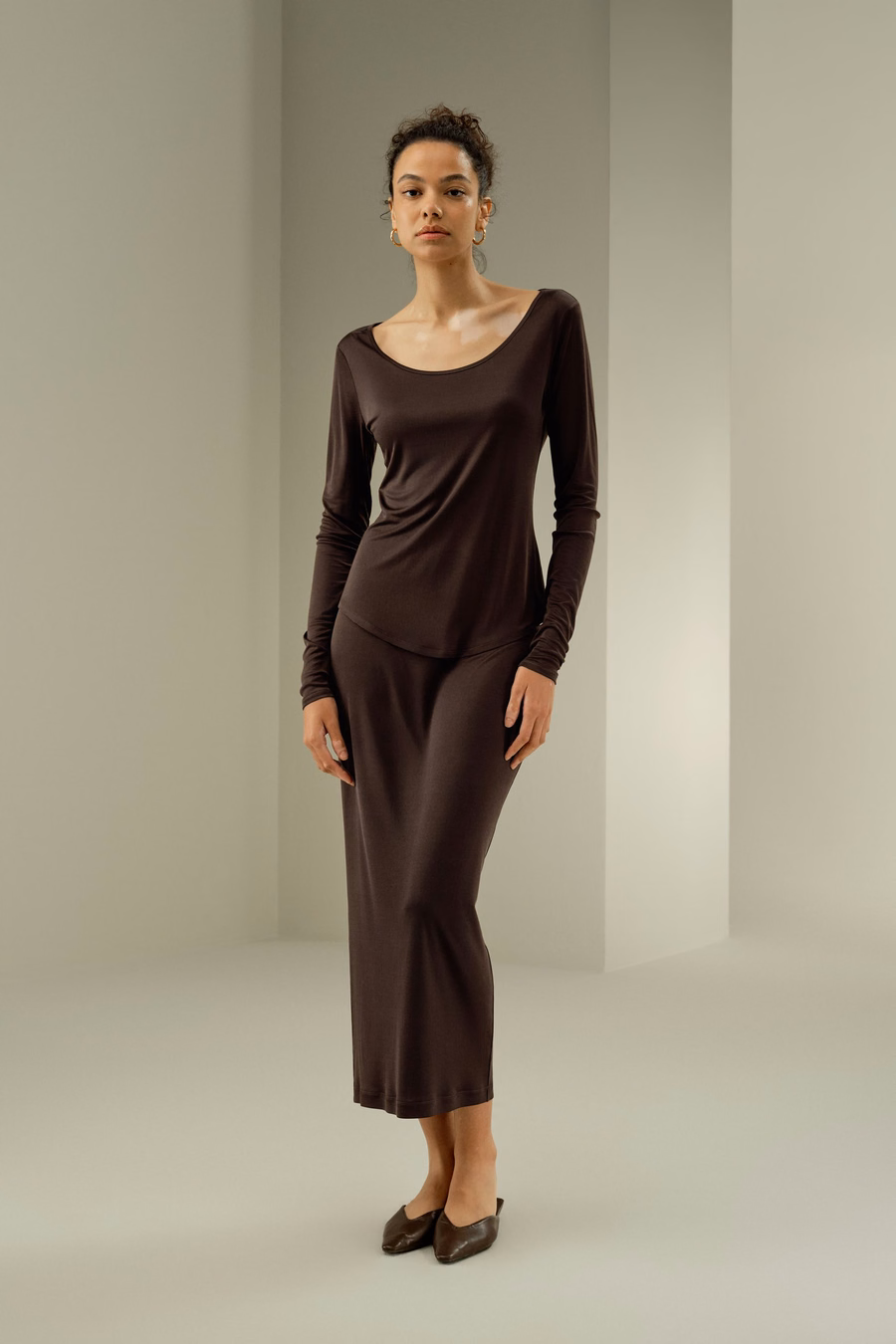 Scoop-Neck Pure Silk Slim Fit Top