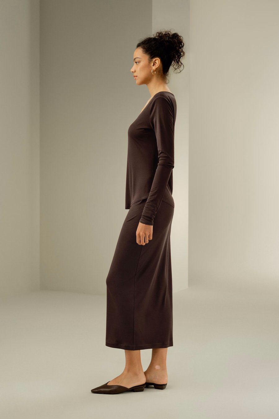 Scoop-Neck Pure Silk Slim Fit Top