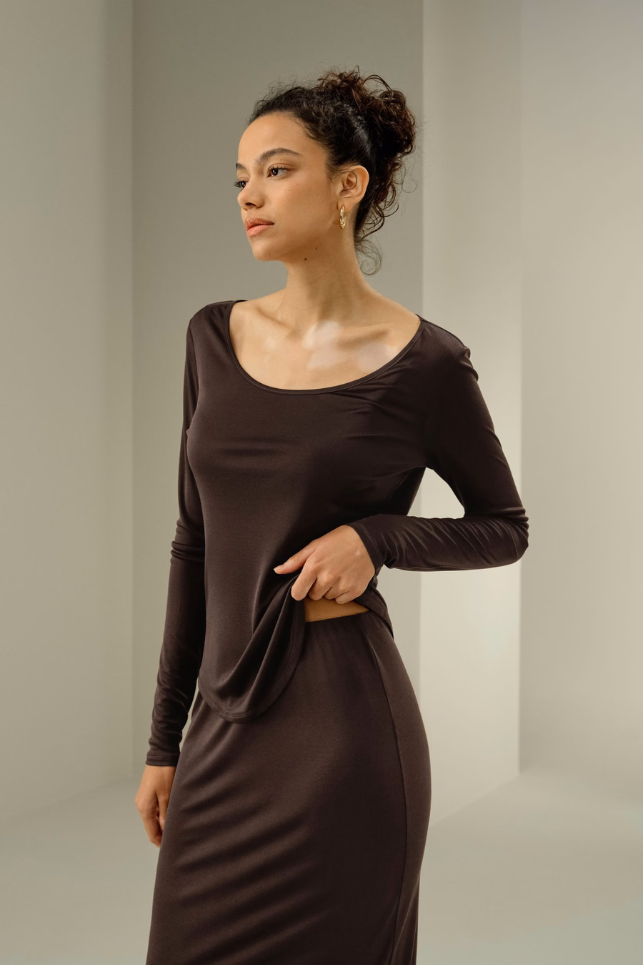 Scoop-Neck Pure Silk Slim Fit Top