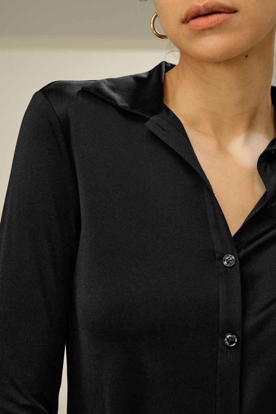 Basic Slim Silk Jersey Shirt